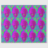 Cadeau visage violet sur papier vert (Plat)
