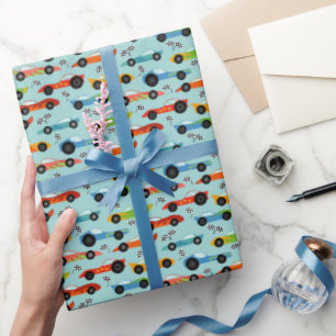 Cadeau Voitures de course cool Papier Anniversaire de enf