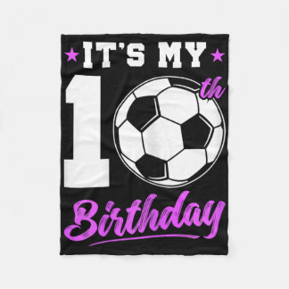 Cadeau voor 10-jarig meisje 10e verjaardag Voetbal Fleece Deken