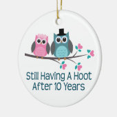 Cadeau voor 10th Wedding Jubileum Hoot Keramisch Ornament (Links)