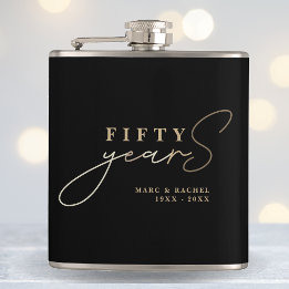 Cadeau voor 50ste gouden huwelijksjubileum heupfles