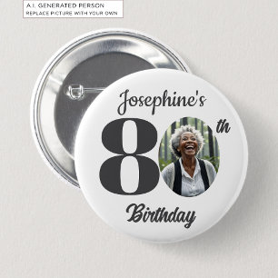 Cadeau voor 80e verjaardagsfeest met vetgedrukte f ronde button 5,7 cm