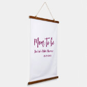Cadeau voor aanstaande moeder naam datum roze eenv hangend wandkleed (Gebogen)