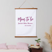 Cadeau voor aanstaande moeder naam datum roze eenv hangend wandkleed (Slaapkamer)