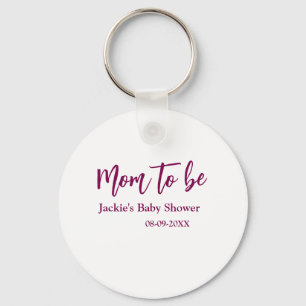 Cadeau voor aanstaande moeder naam datum roze eenv sleutelhanger