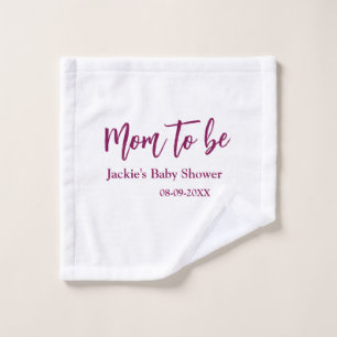 Cadeau voor aanstaande moeder naam datum roze eenv washandje