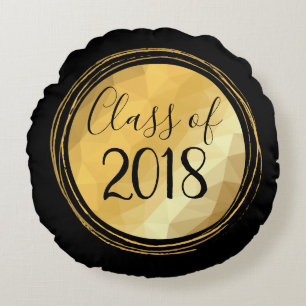 cadeau voor afstuderen, klasse van gouden metalen rond kussen