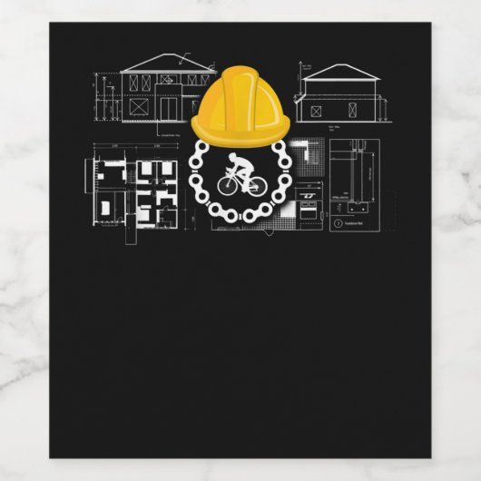 cadeau voor architectenfietsen en architectuur wijn etiket (Enkel label)