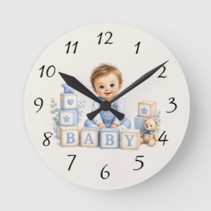 Cadeau voor babyborrel voor jongen ronde klok