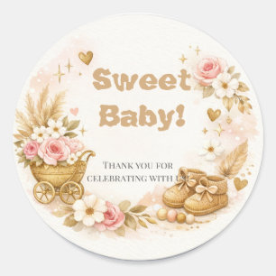Cadeau voor babyborrel   Zoete babokaart Ronde Sticker
