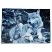 cadeau voor blauwe wolf groot cadeauzakje (Achterkant)