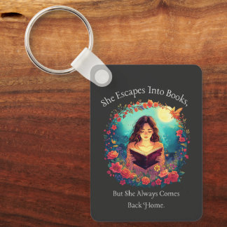 Cadeau voor de Boekenliefhebber, Bloemig Fantasie Sleutelhanger