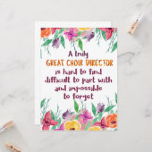 Cadeau voor de Dirigent van het Koor, Docent Koorw Kaart (Voorkant / Achterkant in situ)