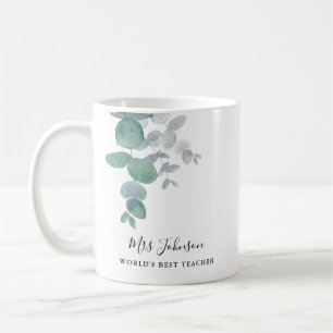 Cadeau voor de leraar Eucalyptus groen Koffiemok