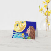 Cadeau voor de Moon Notecard Kaart (Gele Bloem)