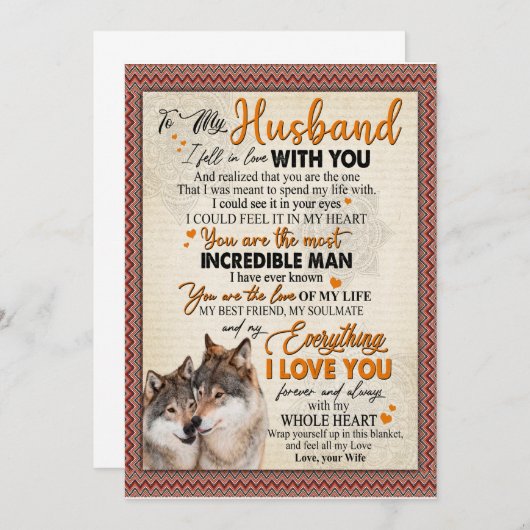 Cadeau voor echtgenoot | Brief aan mijn echtgenoot Kaart (Voorkant / Achterkant)