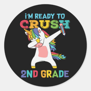 Cadeau voor een eenhoorn in de 2e klas voor de eer ronde sticker