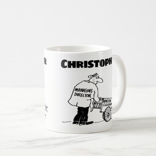 Cadeau voor een Raamreiniger met Naam Koffie Mok (Voorkant rechts)
