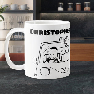 Cadeau voor een taxichauffeur met naam extra grote beker