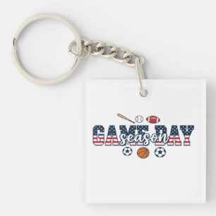 Cadeau voor fan van meervoudige sporten en patriot sleutelhanger