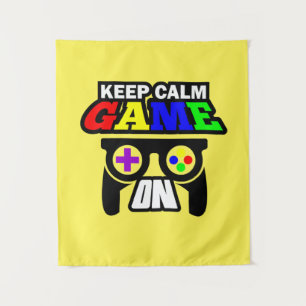 Cadeau voor gamers blijf kalm speel door wandkleed