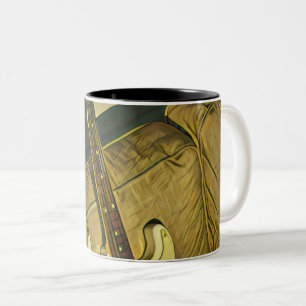 Cadeau voor gitarist voor muziekdocenten tweekleurige koffiemok