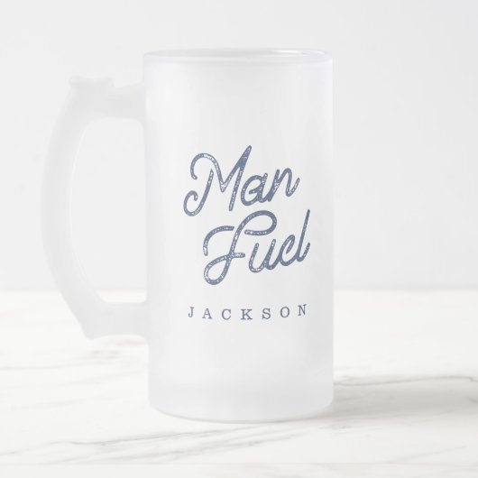 Cadeau voor hem | Stijlvolle Man Fuel Custom Gift Matglas Bierpul (Links)