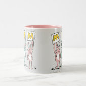 Cadeau voor het ontwerp van mum Fun Rabbits Tweekleurige Koffiemok (Center)