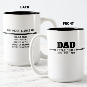 Cadeau voor het vestigen van vaderschap tweekleurige koffiemok