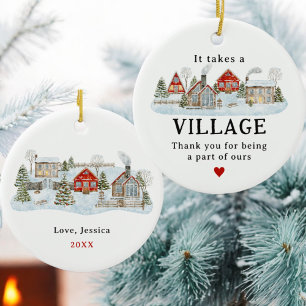 Cadeau voor Hulp in de Dorpsgemeenschap Bedankt Keramisch Ornament