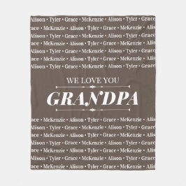 Cadeau voor iedereen met het Names-patroon van fam Fleece Deken