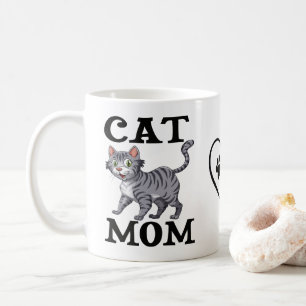 Cadeau voor kattenmoeder van grijze tabby tijger k koffiemok