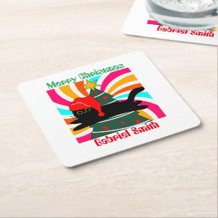 cadeau voor kerstcadeau voor jaartallen vierkante kartonnen onderzetter