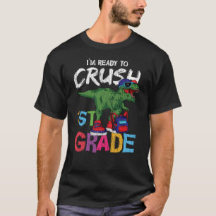 Cadeau voor leerling 1e klas dinosaurus terug naar t-shirt