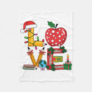 Cadeau voor leraar Liefde Potlood Apple Boeken Fleece Deken