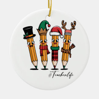 Cadeau voor leraar | Potlood leraar leven Keramisch Ornament