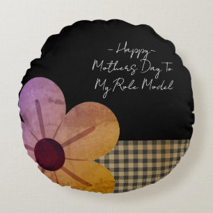 Cadeau voor mama, gelukkige Moederdag, bloem kunst Rond Kussen
