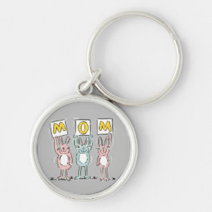 Cadeau voor mama leuk konijnen ontwerp sleutelhanger