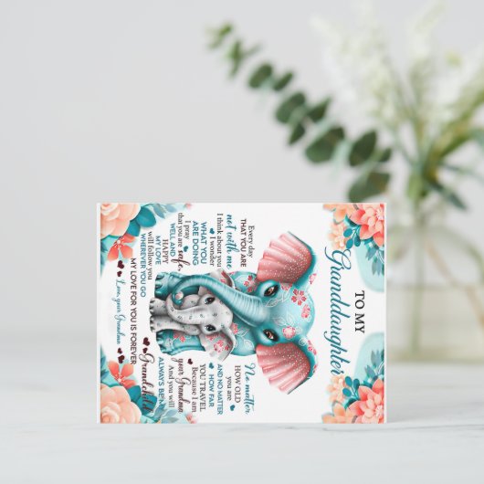 Cadeau voor mijn olifantdochter, verjaardag dochte briefkaart (Staand voorkant)