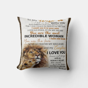 Cadeau voor mijn vrouw Leeuw, liefde Vrouw Verjaar Kussen