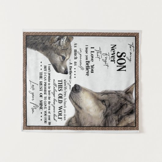 Cadeau voor mijn zoon, moeder en zoon, liefdesbrie wandkleed (Voorkant (horizontaal))