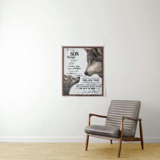 Cadeau voor mijn zoon, moeder en zoon, liefdesbrie wandkleed (In situ)