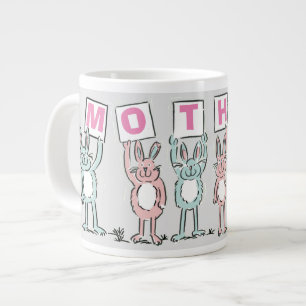 Cadeau voor moeder met leuke konijnen extra grote beker