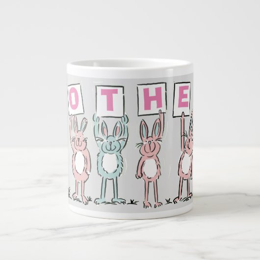 Cadeau voor moeder met vlinderkonijnen extra grote beker (Voorkant)