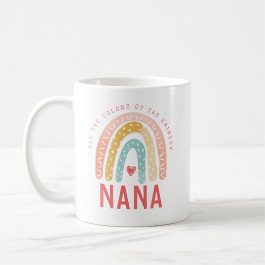 Cadeau voor Nana | Alle kleuren van de regenboog Koffiemok (Links)