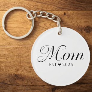 Cadeau voor nieuwe moeder in zwart-wit sleutelhanger