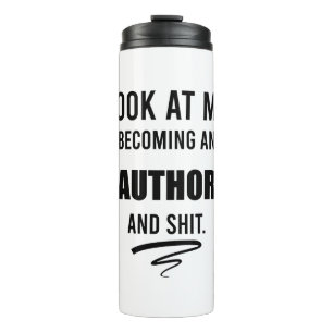 Cadeau voor nieuwe schrijver Funny Author School A Thermosbeker