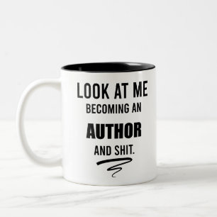 Cadeau voor nieuwe schrijver Funny Author School A Tweekleurige Koffiemok