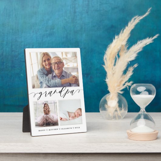 Cadeau voor opa | Grootkinderen 3 Foto-collage Fotoplaat (Zijkant)