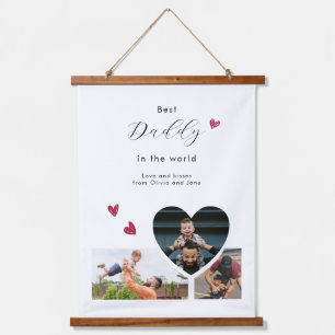 Cadeau voor papa Maak je eigen 3 foto collage Hangend Wandkleed